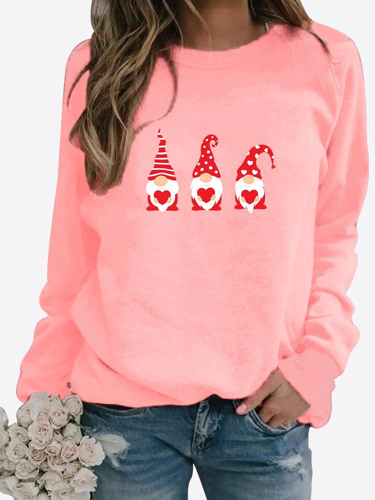 Winter Damen LOVE bedruckte Tops T-Shirt Damen Rundhals Langarm Casual Sweatshirt Plus Size Bluse Plüschpullover