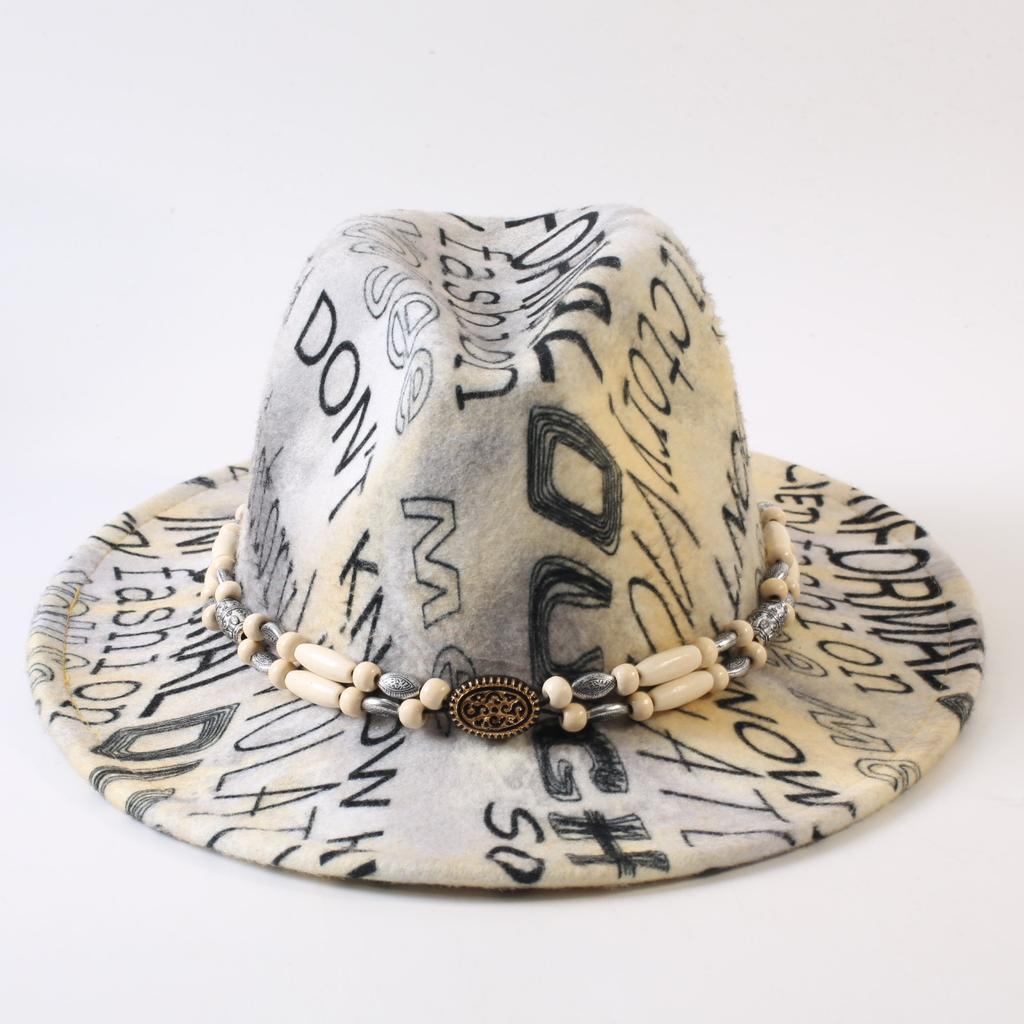 New European and American style letter printing fashion top hat men's and women's fashion jazz hat sunscreen sun hat