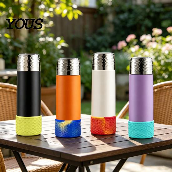 Ice Cup Base Protector Silicone Boot, Fish Scale Pattern Decor, Soft Elastic Water Bottle Tumbler Accessories for Travel Protective Sleeve, Anti-Slip