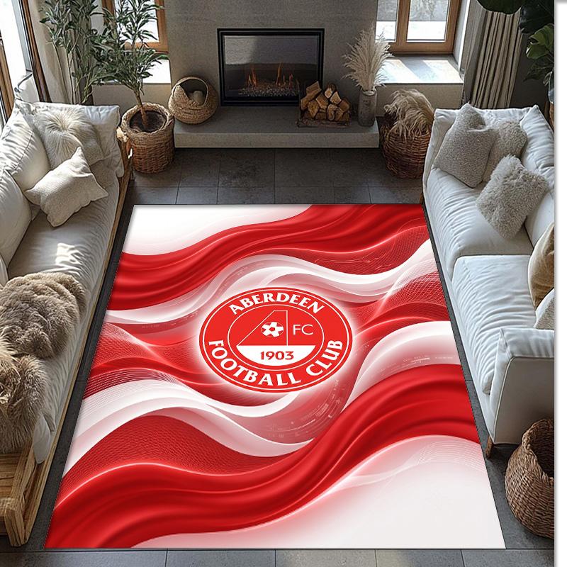 Aberdeen FC Soccer Football Pattern Soft Area Rug Non Slip Indoor Floor Carpet Sports Decor Mat for Bedroom