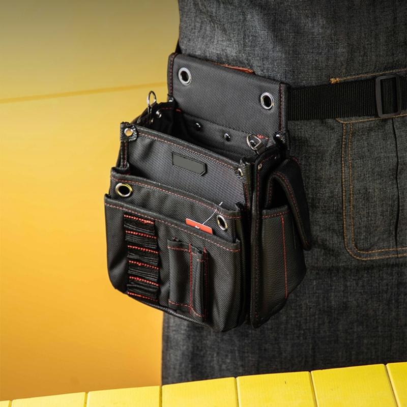 Belt Tool Pouch with Belt Oxford Cloth Small Pocket Waist Tool Bag Electrical Tool Organizer Pouch for Electrician