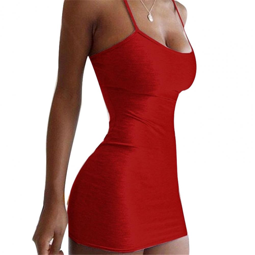 Women Dress For Evening Party Dress Sexy Slim-fit Solid Color Women Suspender Dress for Party S