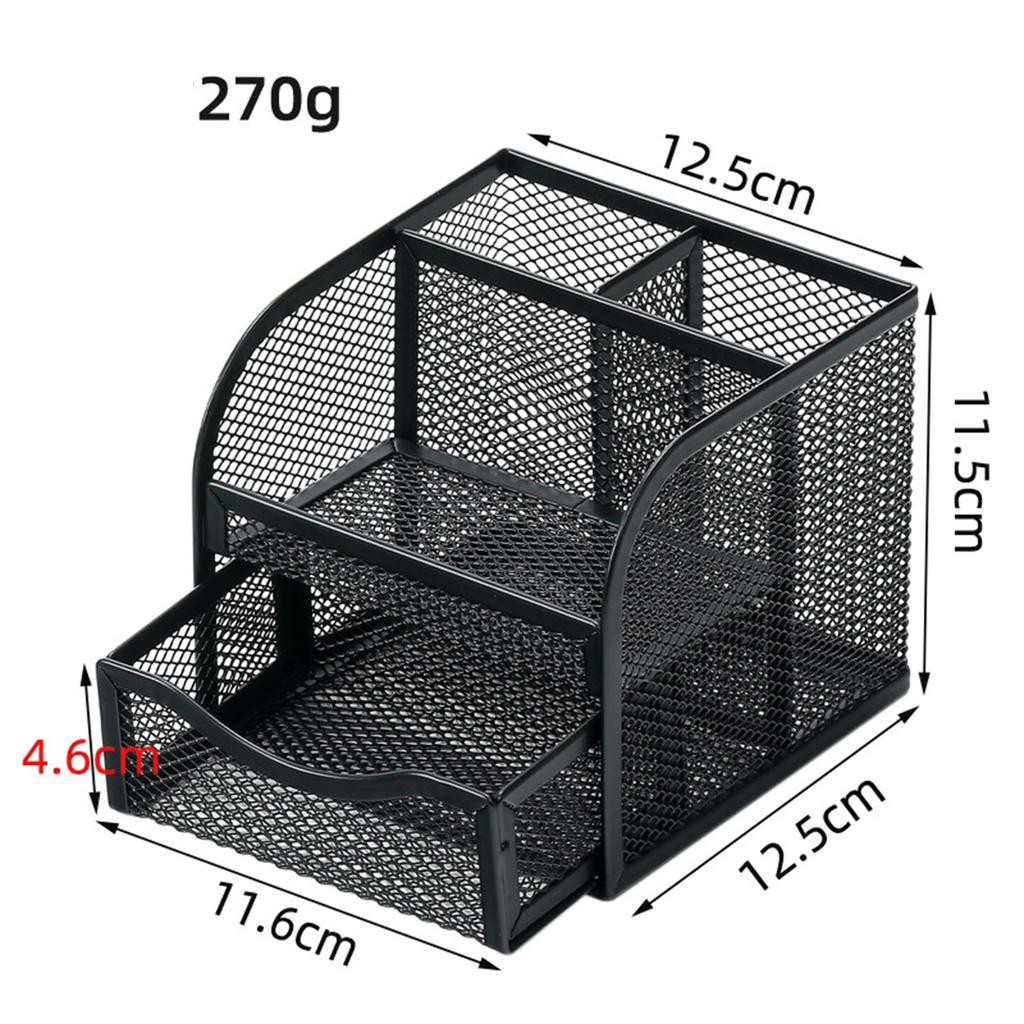 Multifunction Mesh Pen Holder 4/6 Slot with Drawer Pencil Desk Organizer School Home Mesh Pen Pencil Holders Desk Organizers