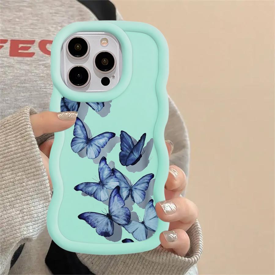 Case for iPhone 17 Air XR 12 8 13 16 Pro Max 11 15 Plus 14 Soft Phone Cover Cartoon Butterfly