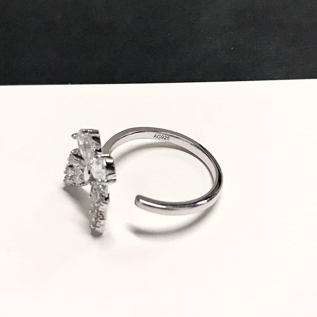 925 Sterling Silver Exquisite Butterfly Diamond Ring – Elegant and Adjustable for Women