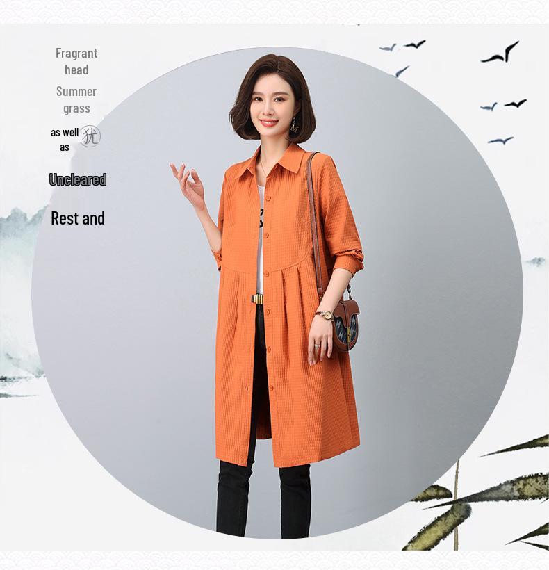 2024 Women's Mid-Length Trench Coat: Chic Spring & Autumn Fashion for Mature Women