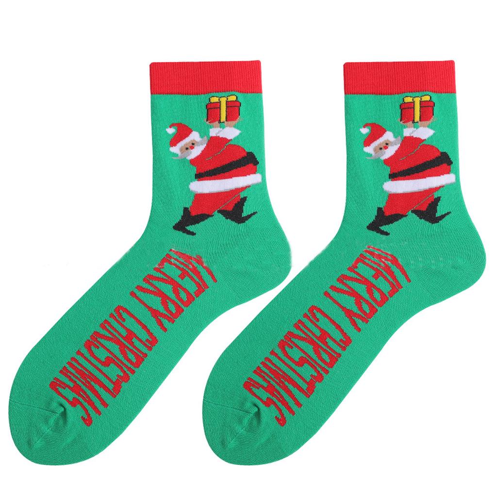 Adult Christmas Christmas Tree Snowflake Wave Pattern Ethnic Style Warm Absorbent Odor-Resistant Mid-Calf Socks