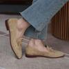 Fashion Spring/Autumn Women Loafers Sheep Suede Leather Shoes for Women Round Toe Chunky Heel Shoes Casual Bow-knot Low Heel Women Pumps