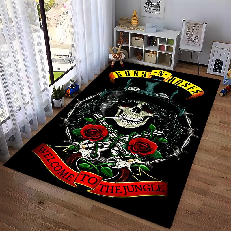 Guns N' Roses Cross Design Rug Non-slip rug suitable for living room and bedroom sofas
