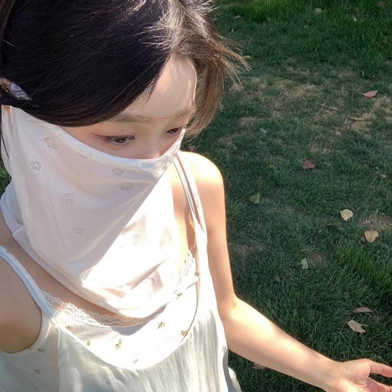 Summer Uv Protection Mask Sun Proof Bib Veil Sunscreen Face Cover Mesh Breathable Face Scarves Neck Wrap Cover