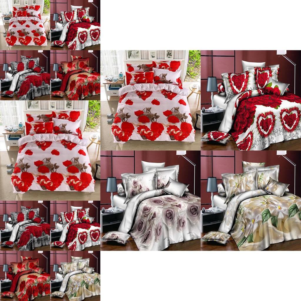 Luxurious 3d Flower Pattern Duvet Quilt Cover Bedding Set With Soft Pillow Cases