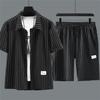 Herren-Sets Sommer Gestreiftes Hemd Kurze Hose Mode Lässige Gestreifte Anzüge für Herren Übergröße 10XL 11XL Anzüge Sommerkleidung