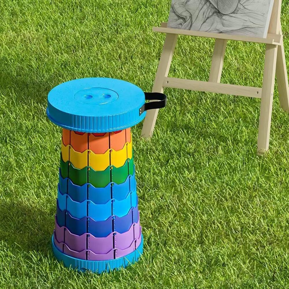 2025 1 Stück Regenbogen Klapphocker Verstellbare Höhe PP-Material Tragbar Zusammenklappbar Kompakt für Camping Angeln Outdoor-Aktivitäten