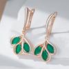 Green Crystal Flower Drop Earrings For Women Luxury  Rose Gold Color Natural Zircon Accessories Vintage Jewelry