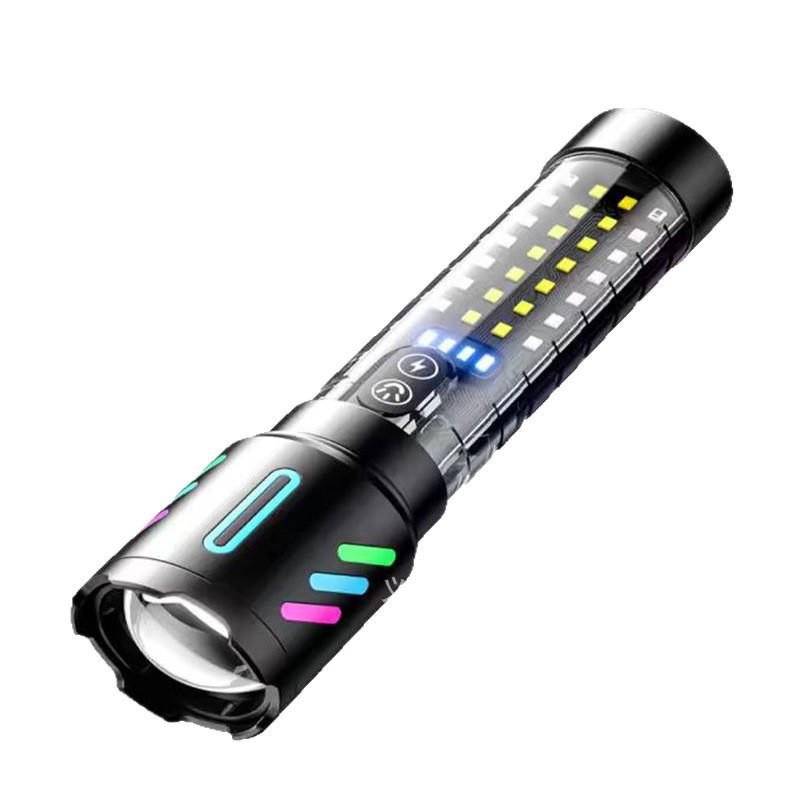 Rechargeable Zoom White Laser Flashlight - Super Bright, Long-Range Outdoor Searchlight with Signal Light