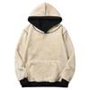 Winter Unisex Couple's Hoodie, Cotton Blend Fleece Lined Pullover with Double-Layer Warmth, Solid Color Casual Sweatshirt for Matching Outfits