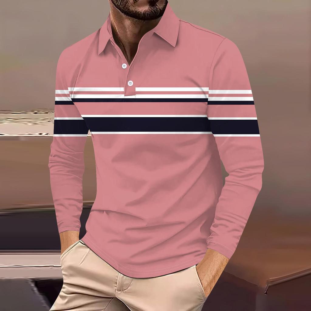 Harajuku Hip-hop Street Style Men's Long-sleeved Lapel Polo Shirt Plus Size Loose Comfortable Long-sleeved Sweatshirt