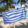 Microfiber Double-sided Velvet Striped Beach Shawl Bath Gym Camping Swimming Quick Drying Beach Towel
