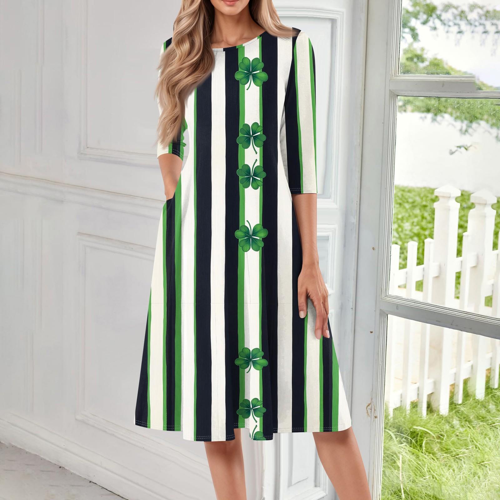 

Женское модное повседневное платье средней длины с круглым вырезом и рукавом семь четвертей XL белый