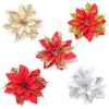10pcs Christmas Glitter Poinsettia Flower Decoration Artificial Flower Ornament