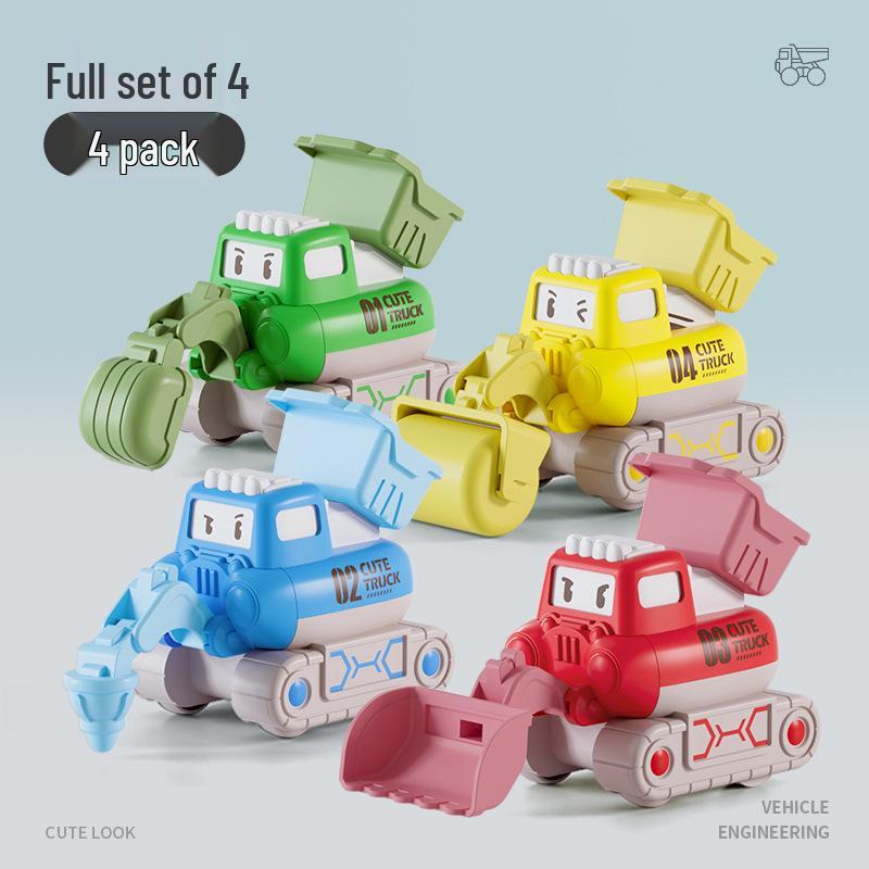 New Kids' Excavator Toy Car Set - Durable Press-and-Go Engineering Vehicle for Boys