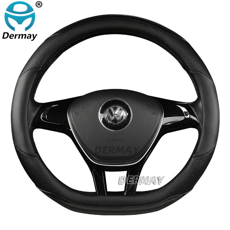 DERMAY Carbon Fiber + Microfiber Leather Car Steering Wheel Cover for Volkswagen VW Golf 7 MK7 VII Gti R Auto