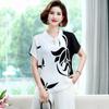 Femei Modă Coreeană Imprimeu Fundă Mărgele Bluză Elegantă Chic Mânecă Scurtă Cămăși Casual Largi Topuri Șifon Blusa Mujer Vară