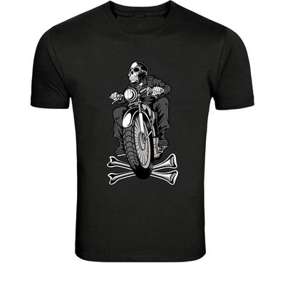 Skeleton Biker Motorcycle T-Shirt - Dark Rider Skull Motorbike