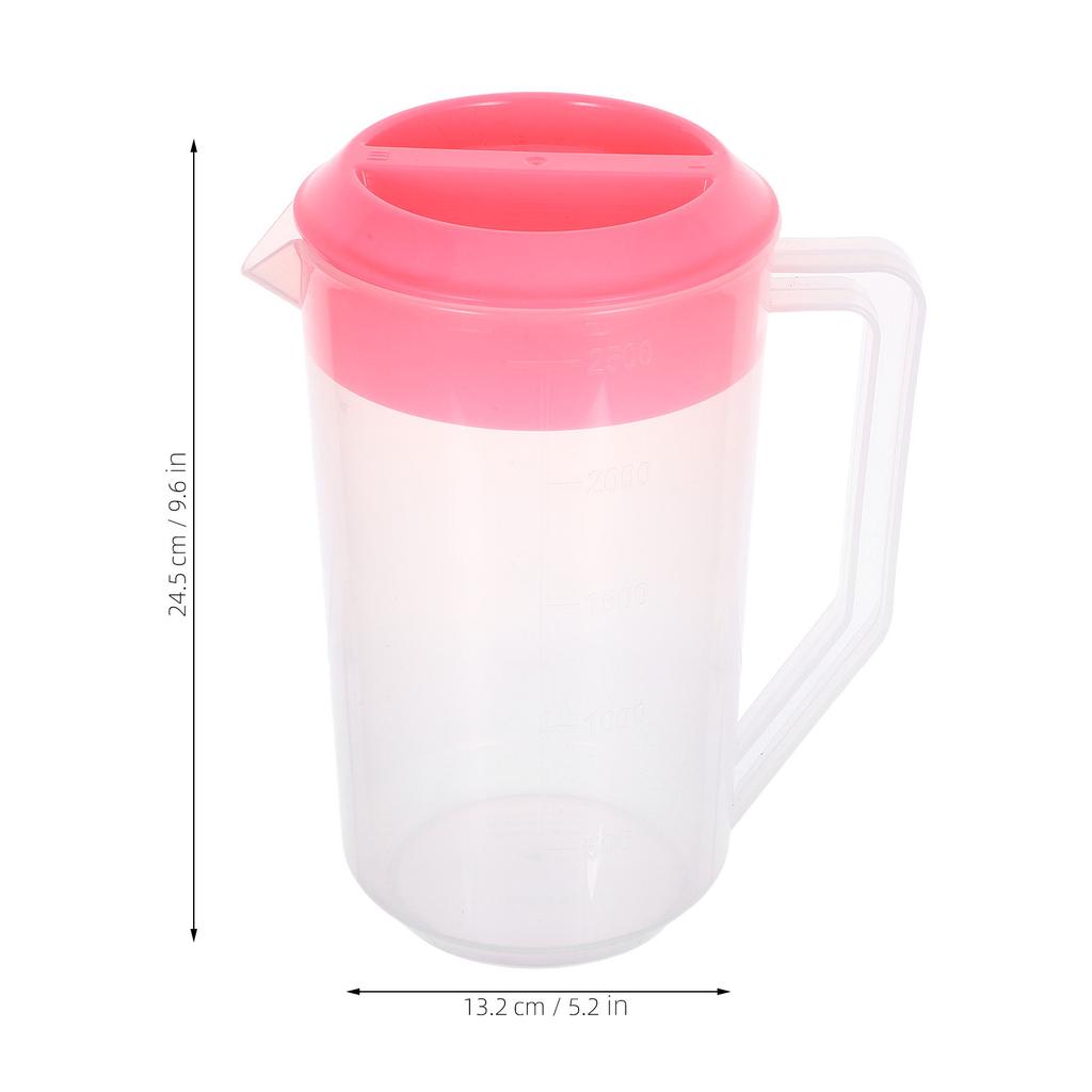 Measuring Cold Water Kettle Plastic Juice Pitcher Heat Resistant Lid Large Capacity Beverage Pot 2500Ml Iced Tea Coffee