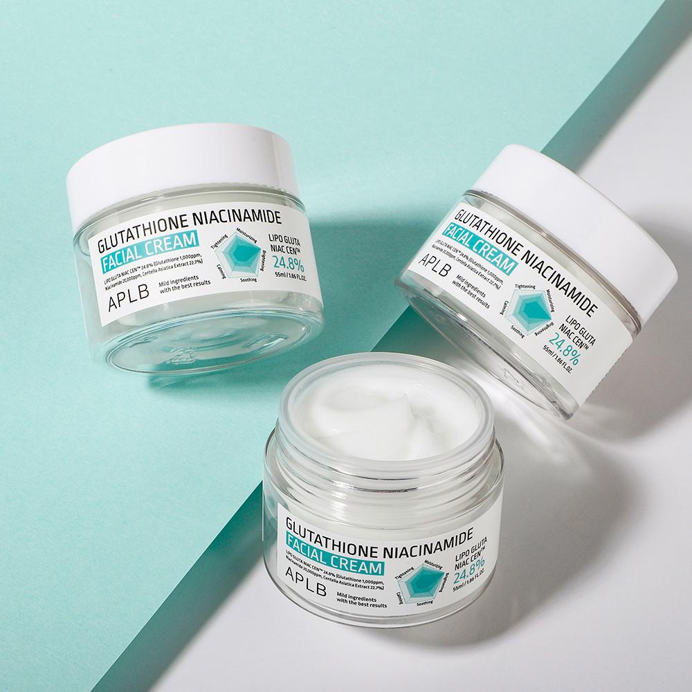APLB Glutathione Niacinamide Facial Cream 55ml Korean Skincare Brightening Moisturizing Centella Cream All Skin Types