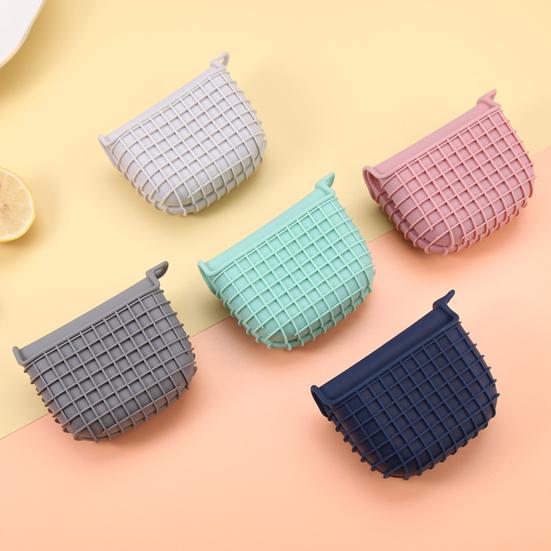 2Pcs Silicone Oven Mitts Heat Resistant Thick Grid Pattern Non-Slip Oven Gloves for Microwave Baking Kitchen Accessory