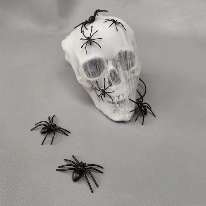 Eerie Glowing Voice Control Spider And Skull Prop For Halloween Yard And Room Decoration