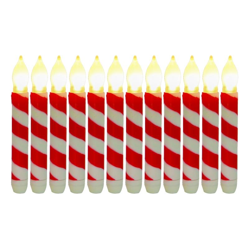 

LED Flameless Candle Striped Tapers Candle Christmas Decor for Party Wick Candle Light Christmas Decorations Supply 1 білий/червоний