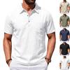 Men's Summer Men's Beach Linen Polo Shirt Loose Casual Simple Lapel Short Sleeve Men