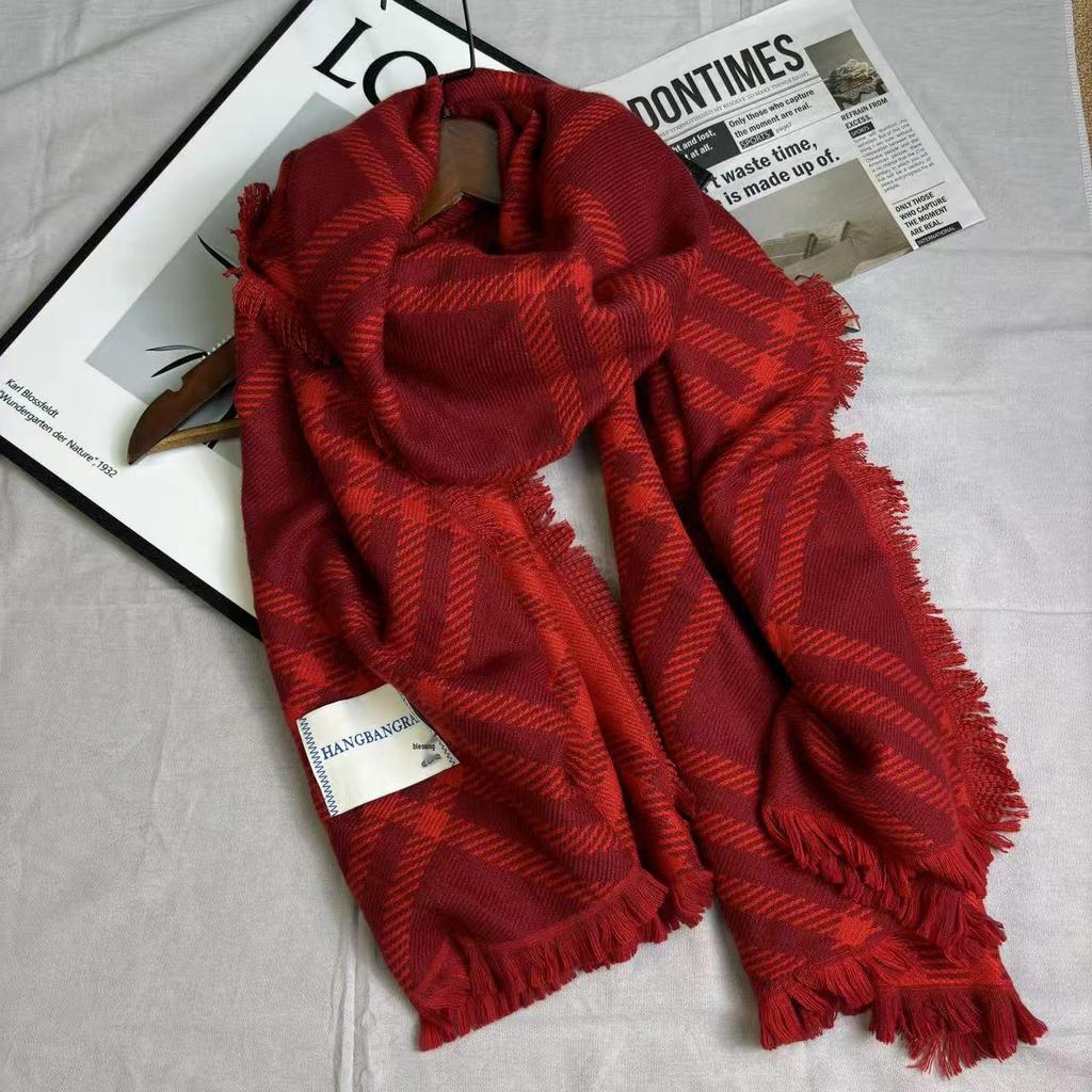 Women's Winter Retro Double-Sided Striped Imitation Cashmere Scarf and Shawl