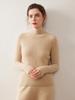 High-Neck Slim Fit Cashmere Knit Top: Elegant Solid Color Base Layer