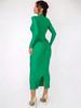 Hollow Out Long Sleeve Sexy Maxi Dress For Women Gown Autumn Winter New Metal Buckle Ruched Slit Long Dress Elegant