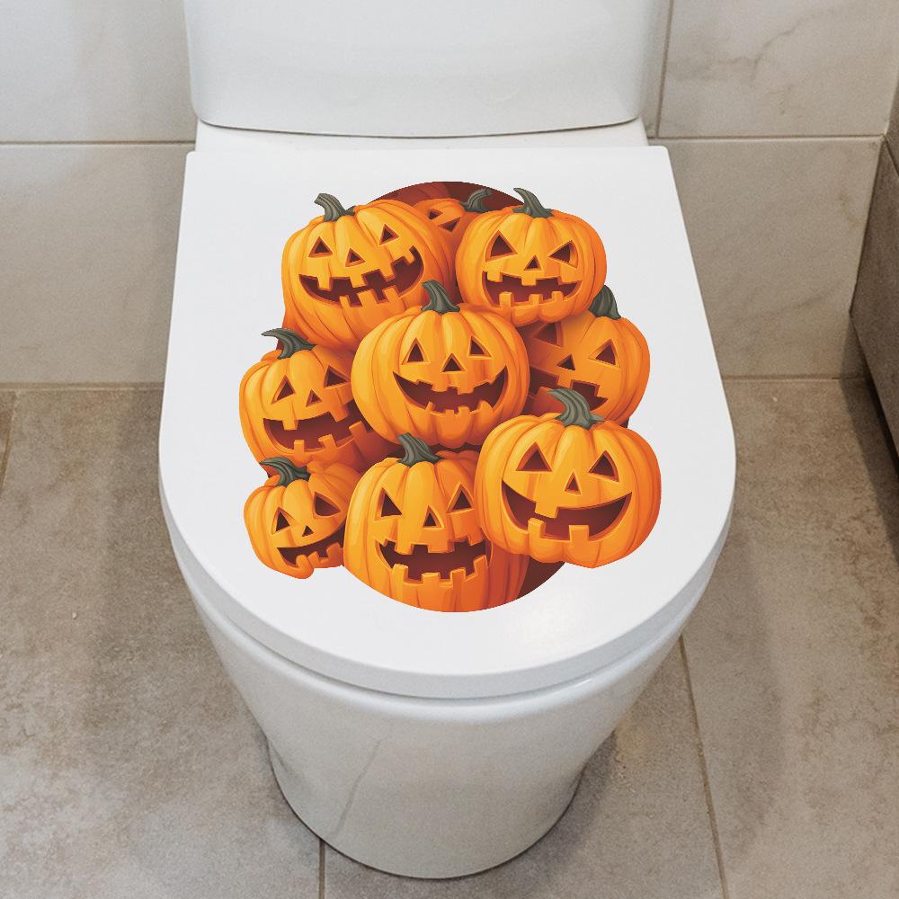 Halloween pumpkin bathroom toilet toilet atmosphere decoration stickers