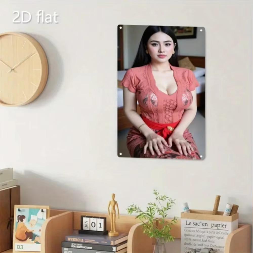 Vintage Metal Tin Sign Thai Lady Art Poster Home Bar Decor