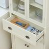 Sideboard Kitchen Storage Unit Kitchen Cabinet 4 Doors Including 2 Glass Doors and 1 Drawer Height 182.5 cm with Adjustable Shelves - Beige
