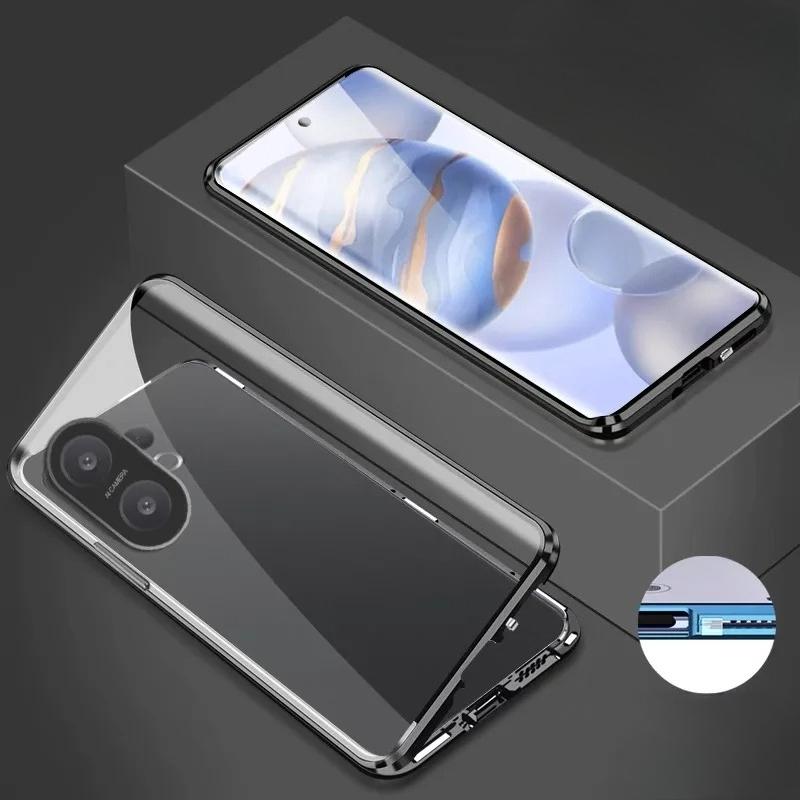 Kovový rám 360 Plná ochrana Pouzdro Pro Vivo X200 FE Magnetická Adsorpce Oboustranný Kryt z Tvrzeného Skla Pro VIVO S30 Pro mini