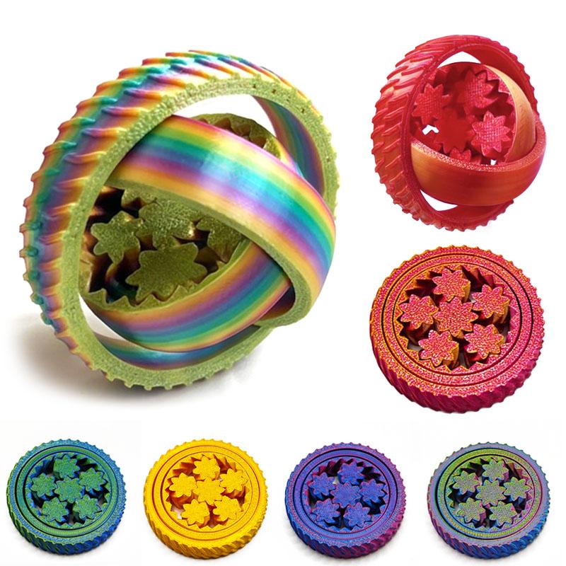 Toys 3D Printed 360 Rotating Gear Fingertip Toy Stress Decompression Ball O-Shaped Gyroscope Gravity Rotation Anxiety Relief Fun