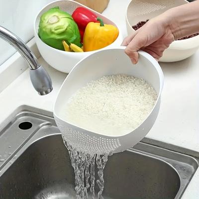 1 recipiente eficiente para lavar arroz con colador: perfecto para granos pequeños y utensilios de cocina.