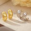 Boucles d'oreilles créoles en argent S925 Banyan Tree Gold en forme de C: Style Européen & Américain pour Automne/Hiver