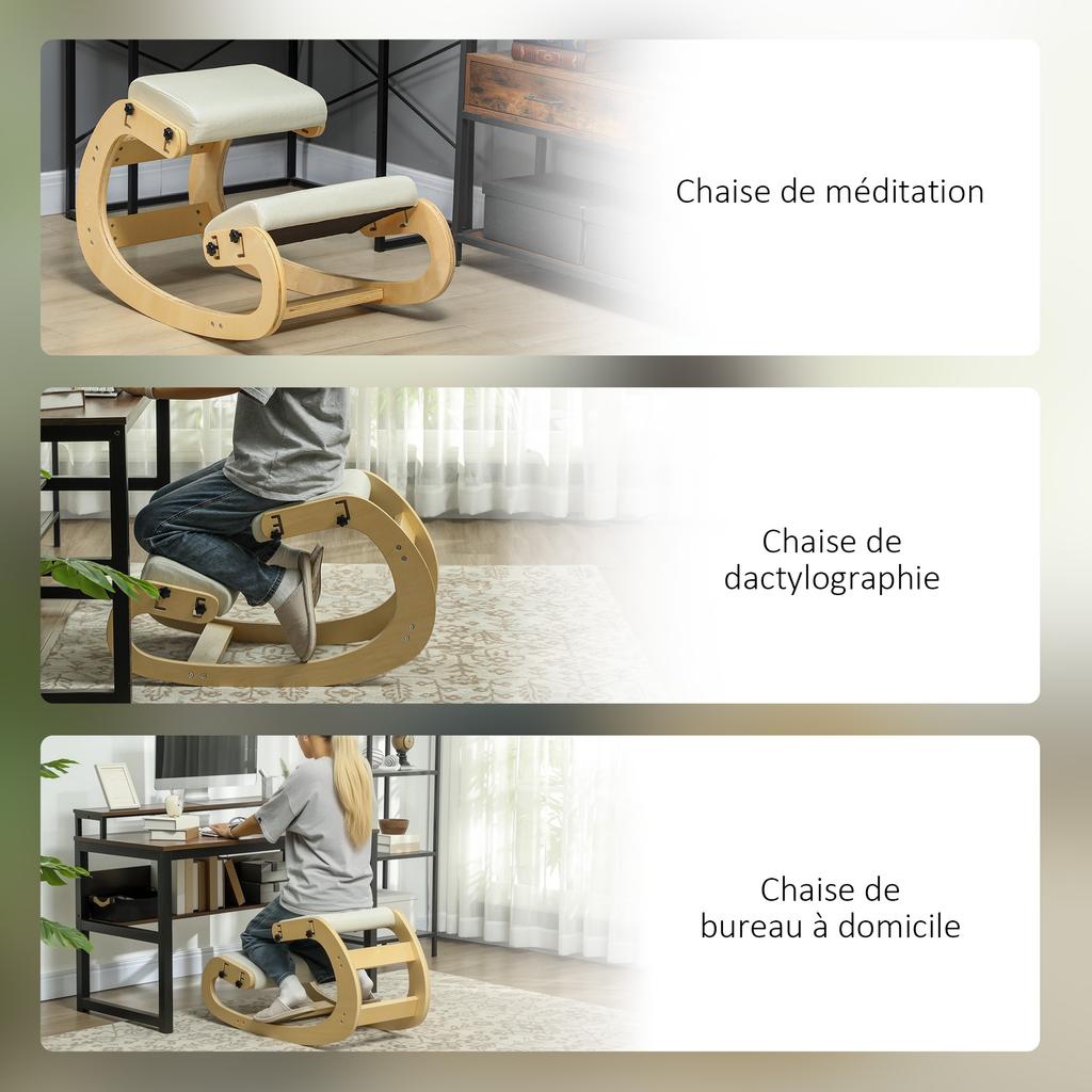 Kneeling Chair, Ergonomic Wooden Seat, Rocking Function