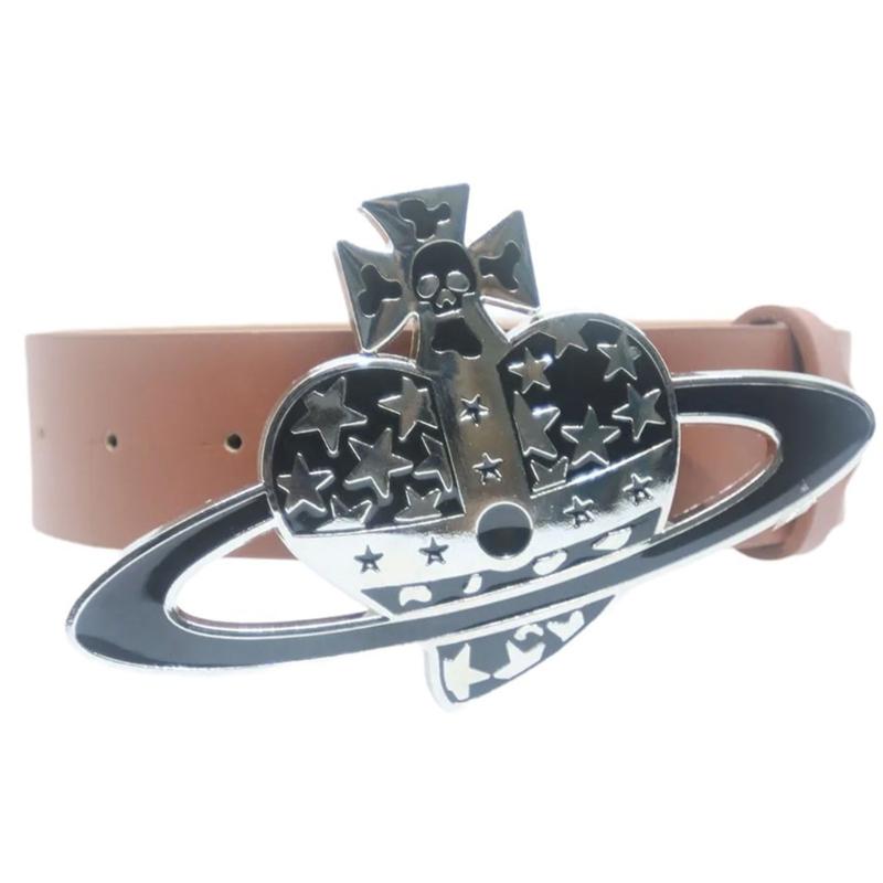 Metal Love Buckle Belt for Women Girl Subcultures Pants Waistband Adjust Waiststrap Jeans Belt Daily Wear Waistbelt