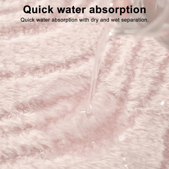 Absorbent Bathroom Rug Soft Bath Mat with Anti-Slip Bottom Plush Wavy Texture Rug