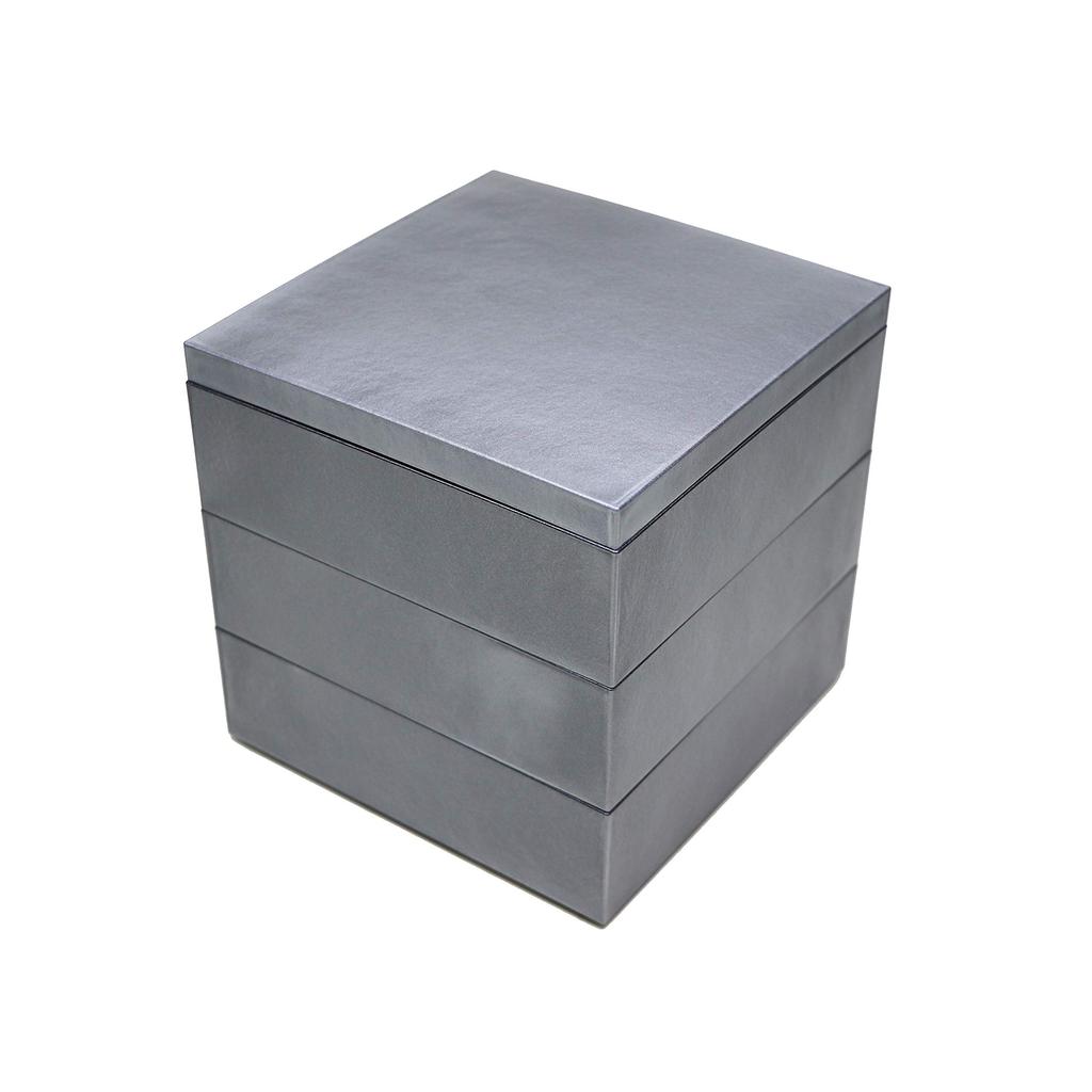 Osaka Choseido Silver Yamanaka with Original Cooler Bag and Bonus Perfect for Sports Days and New Eve Meals 3-Tiered Box, 15cm, Lacquer, Gift, Year's