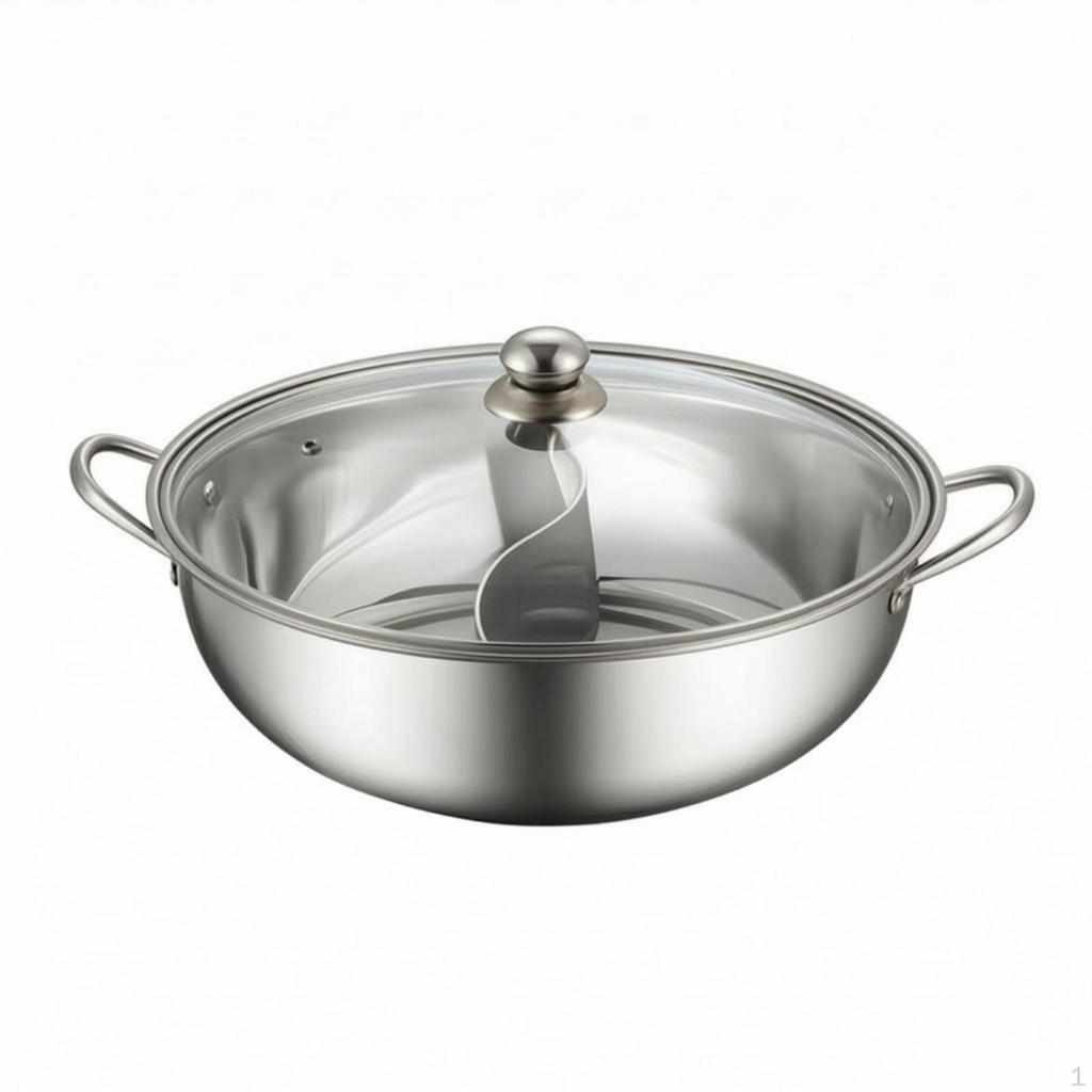 Divided Pot with Ladles Stainless Steel TwoFlavor Cookware for Families,