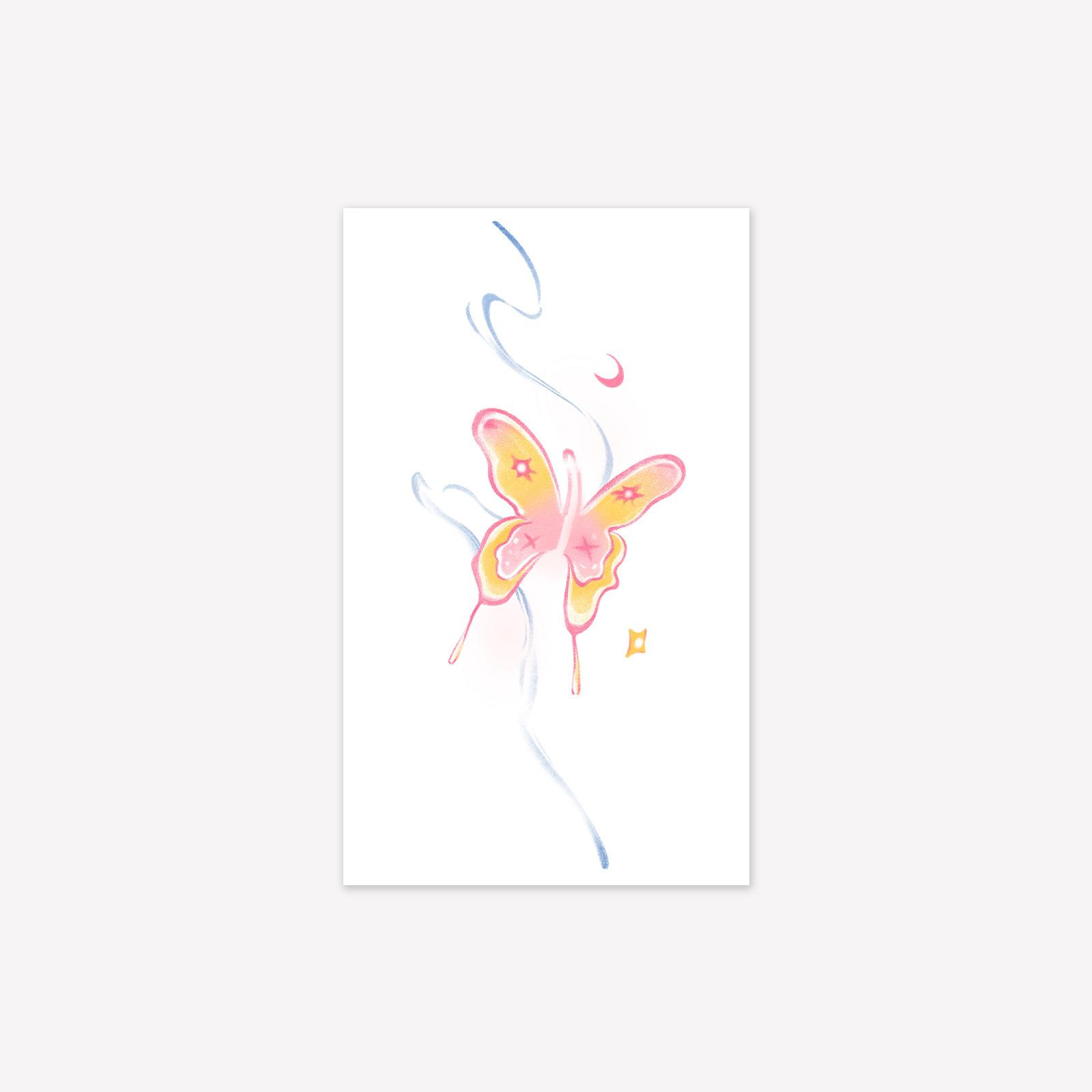 Personalized Simple Dopamine Color Cartoon Butterfly Y2K Tattoo Sticker 9*15